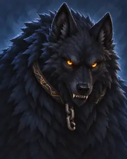 Painted portrait of Fenrir
