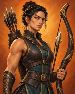 Painted portrait of Line Huntress