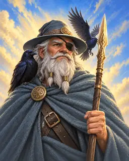 Painted portrait of Odin