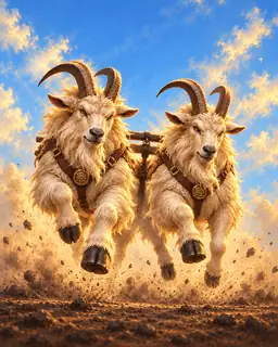 Painted portrait of Thor's Goats